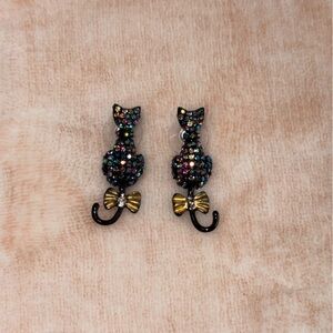 Betsy Johnson Black Cat Earrings